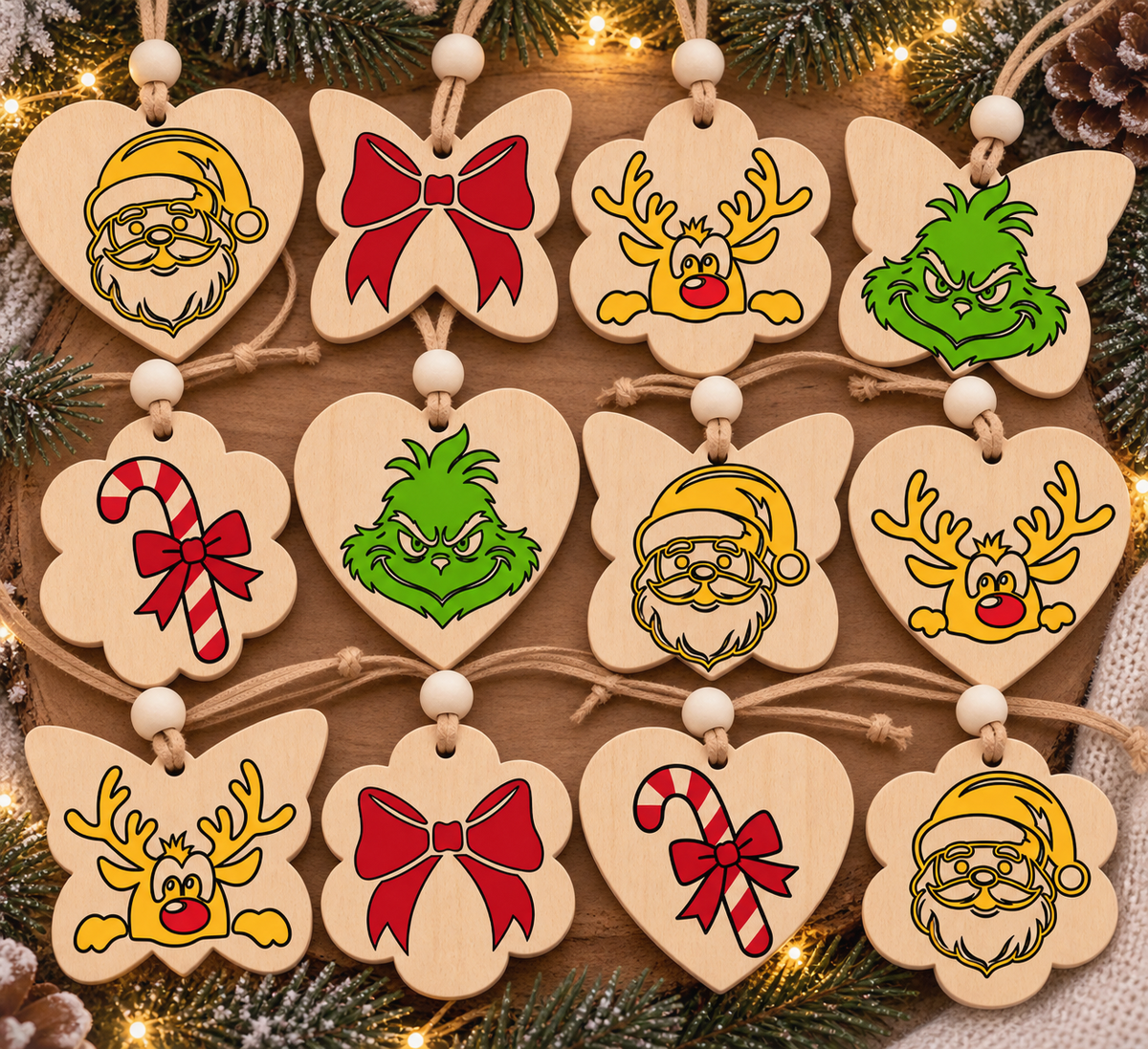 Décoration de Noël en bois personnalisée – Motifs festifs