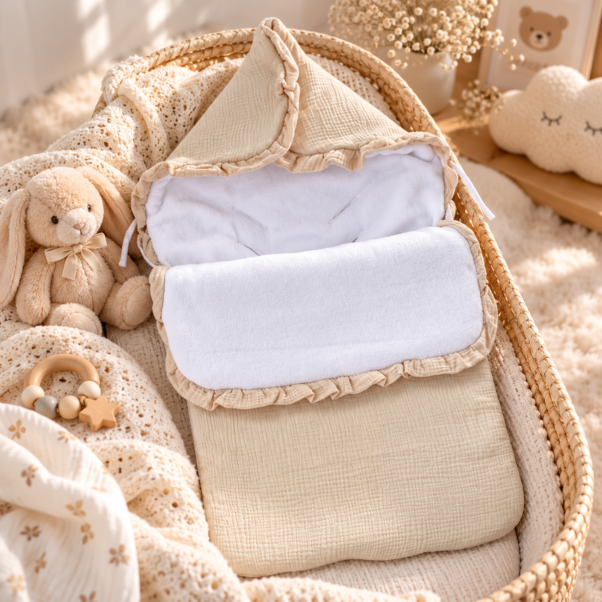 Nid d’ange en gaze de coton avec intérieur polaire personnalisé