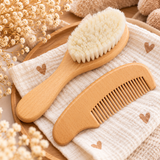 Ensemble brosse & peigne bébé en bois -personnalisé