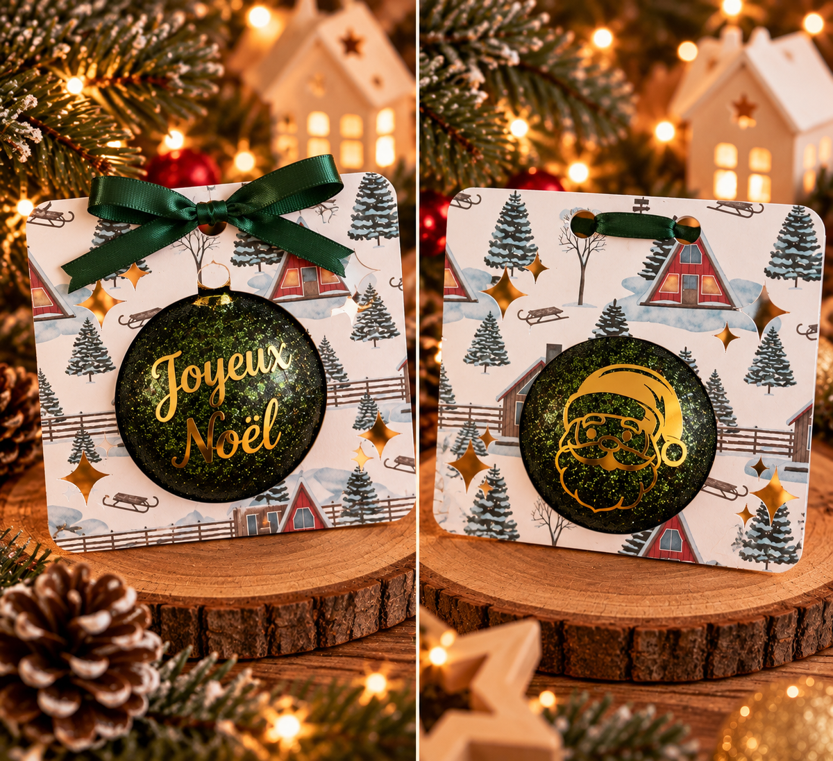 Boule de Noël personnalisée deux face -6cm de diamètre