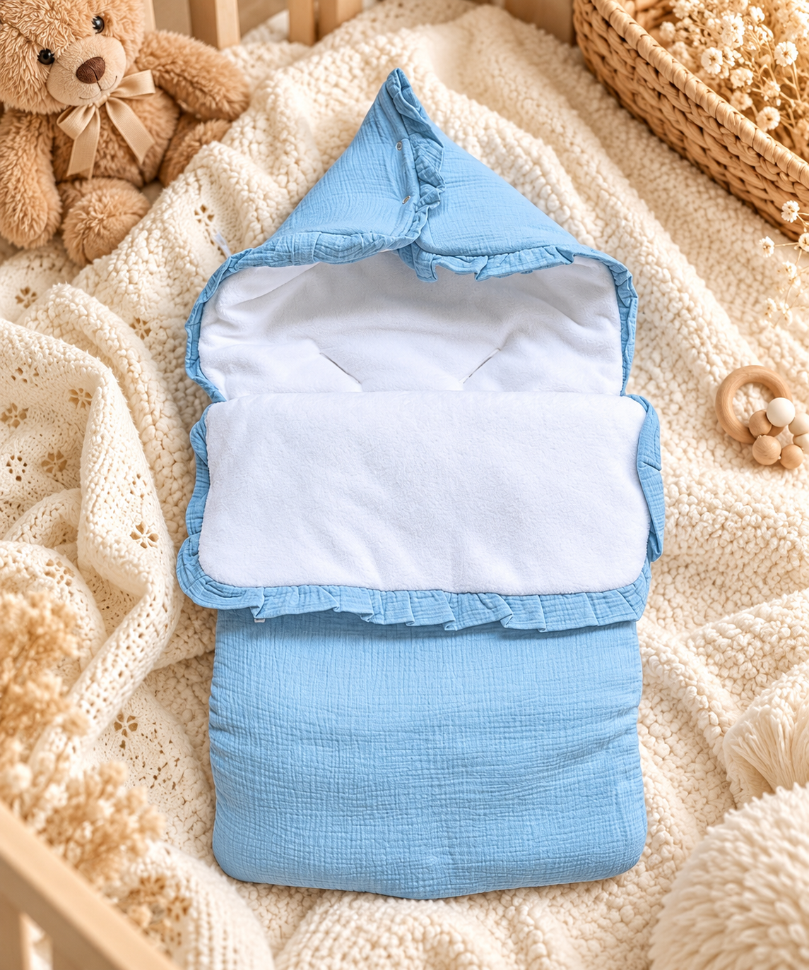 Nid d’ange en gaze de coton avec intérieur polaire personnalisé