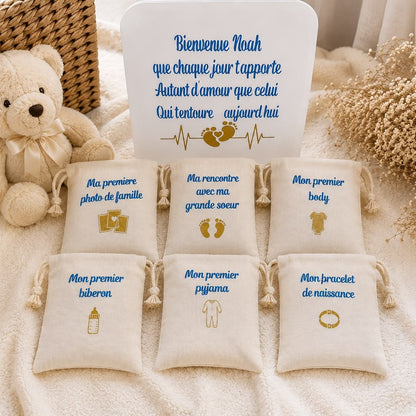 Coffret Souvenirs de Naissance présenté avec une peluche