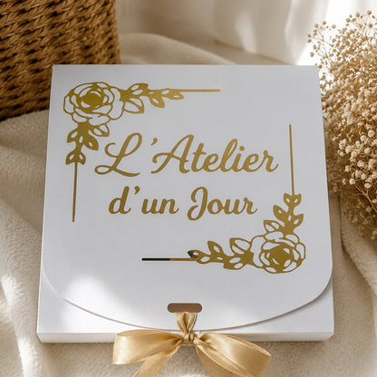 Coffret Souvenirs de Naissance fermé, boîte L'Atelier d'un Jour