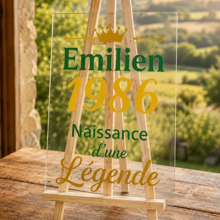 Panneau de bienvenue personnalisé présenté en extérieur