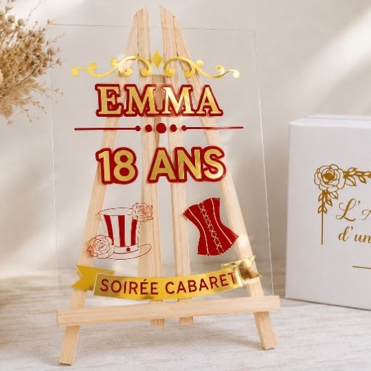 Panneau de bienvenue personnalisé pour un anniversaire, avec son coffret