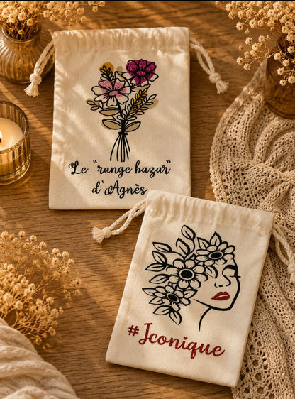 Pochon personnalisé – Le cadeau parfait pour toutes les occasions (L*H = 12cm * 17.5cm)
