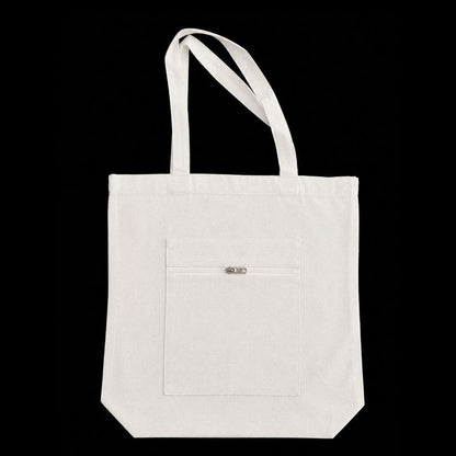 Tote bag en coton écru avec poche zippée au verso