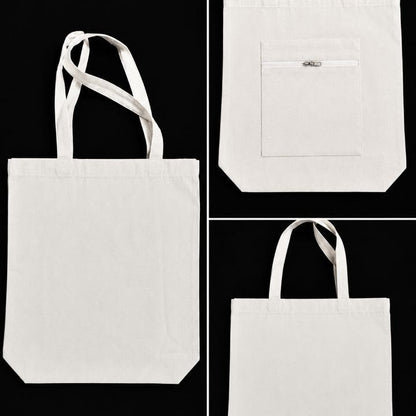 Tote bag personnalisé vu sous trois angles